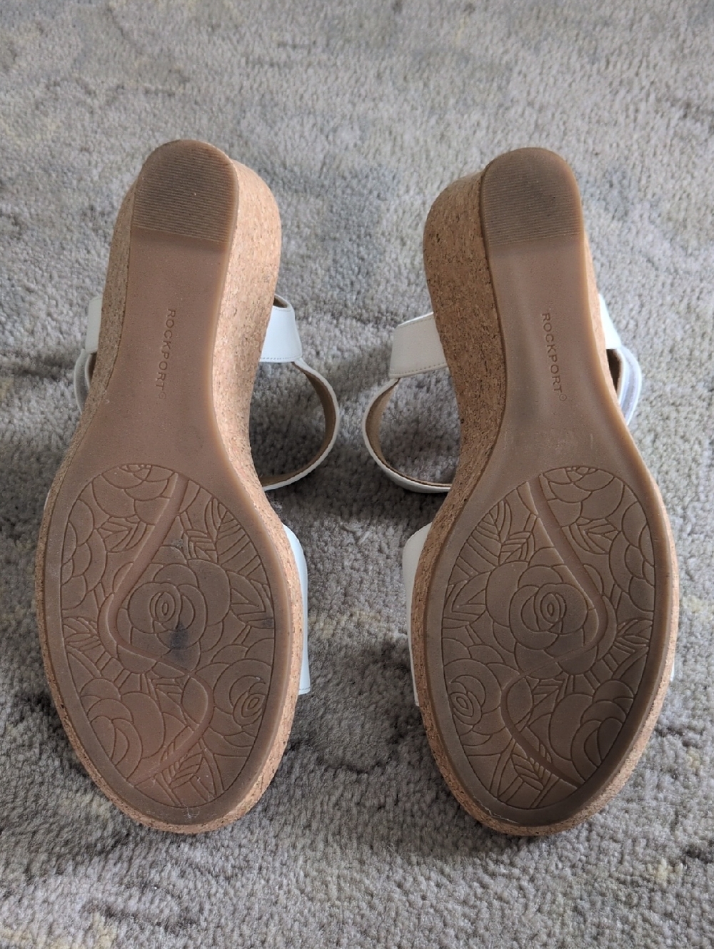 Rockport Blanca White T-Strap Cork Wedge Sandals - Picture 6 of 9